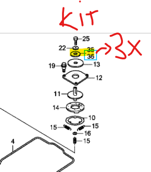 Kit caoutchouc montage ( 3 pièces) Honda Miimo 310-520