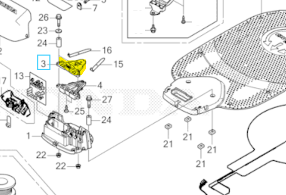 [31222-VP9-000] COUVERCLE, SUP. PRISE CHARGE - Honda Miimo HRM4000