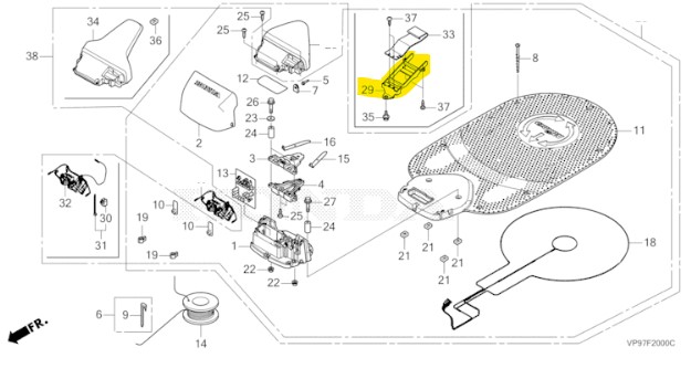[31229-VP9-A10] BASE, SUP. FICHE CHARGE - Honda Miimo HRM1000/1500/2500/4000