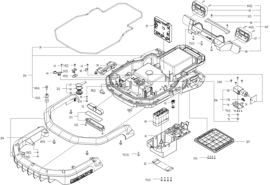 Câble du moteur de réglage de la hauteur - Kress (voir robots compatibles)