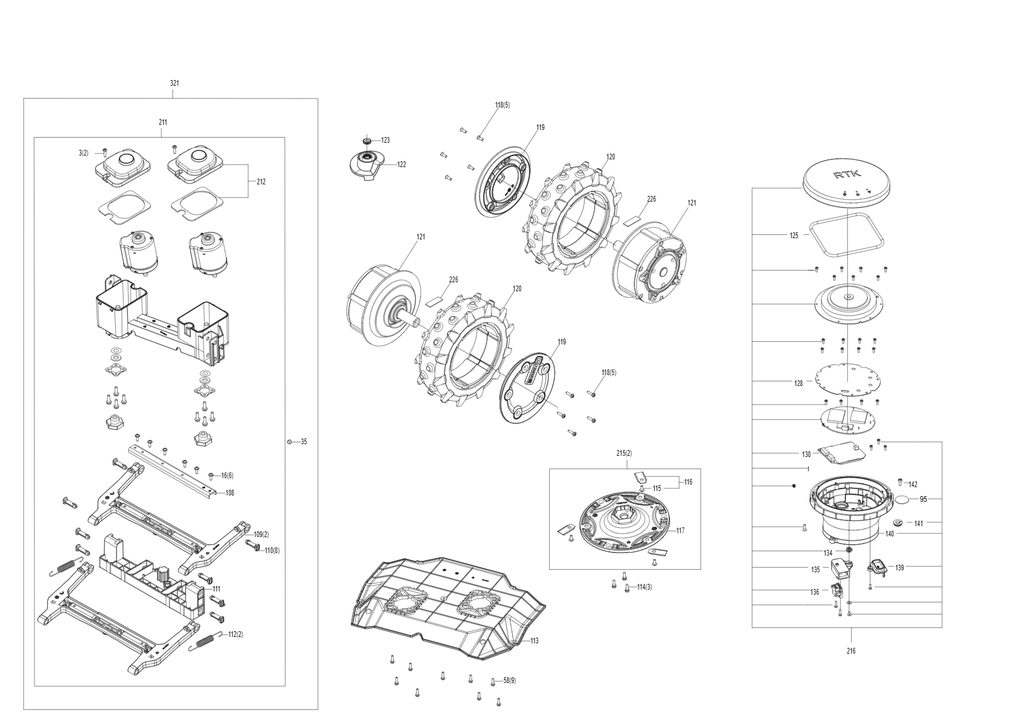 [59007174] Assemblage du moteur de coupe - Kress KR236E