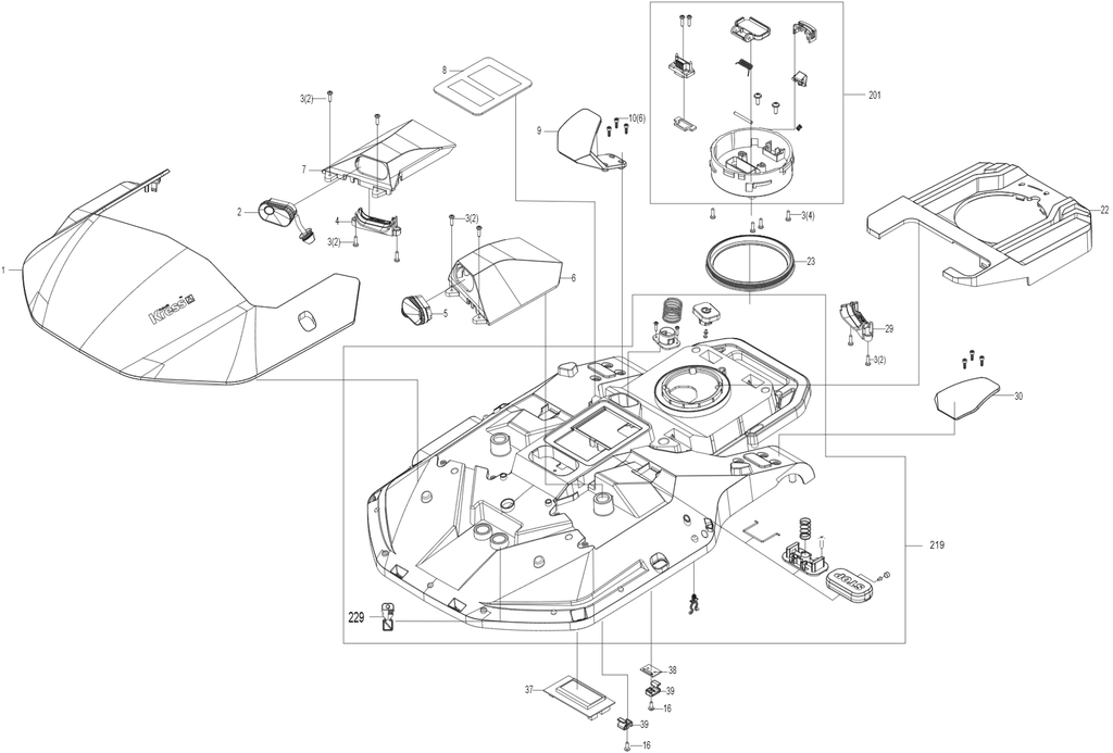 [59007257] Assemblage du capot supérieur - Kress KR233E/KR234E/KR235E/KR236E/KR237E