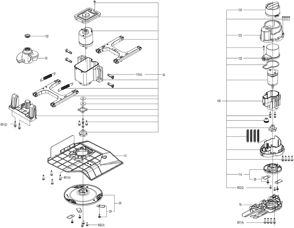 Assemblage du moteur de coupe - Kress KR271E/KR273E/KR274E