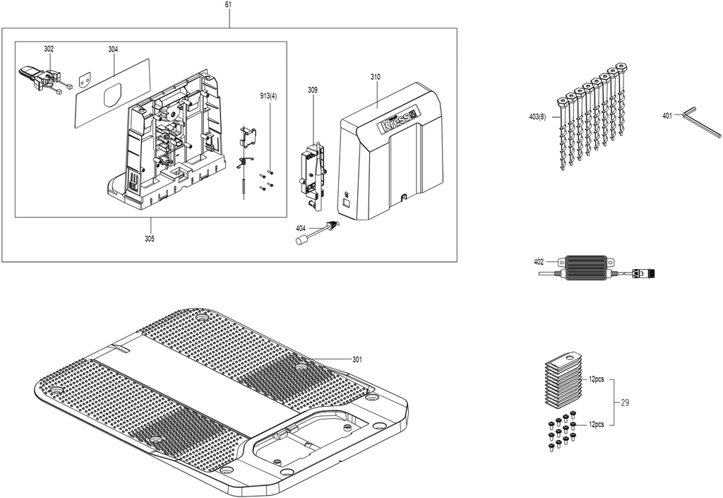 [59008246] Tête de la station de charge - Kress KR273E/KR274E