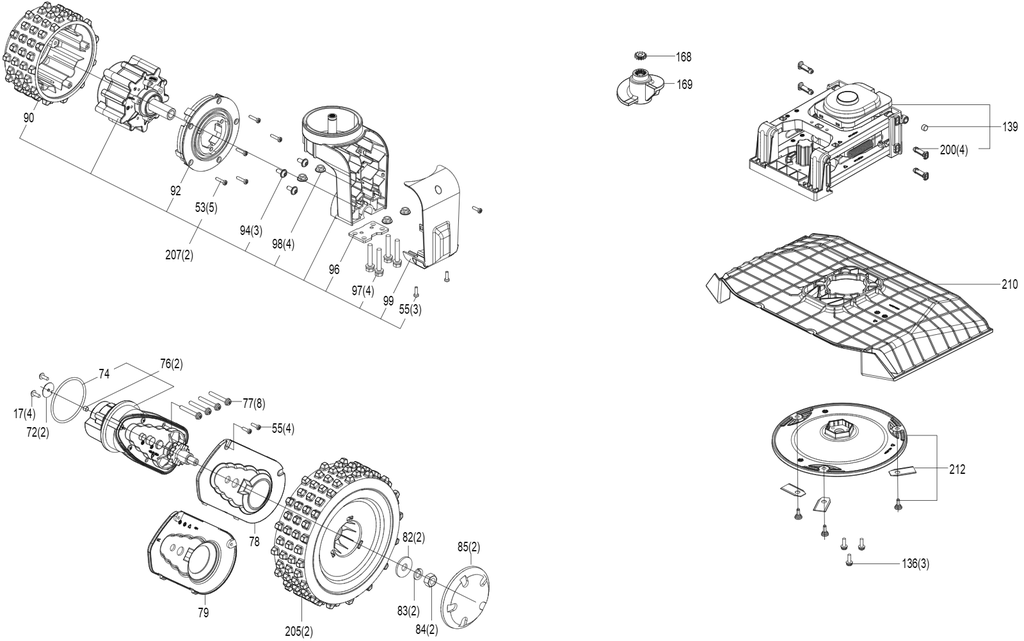 Assemblage du moteur de coupe - Kress KR280E/KR281E/KR283E/KR285E